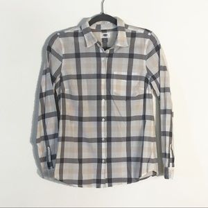 Grey & Pale Peach Button Down Shirt